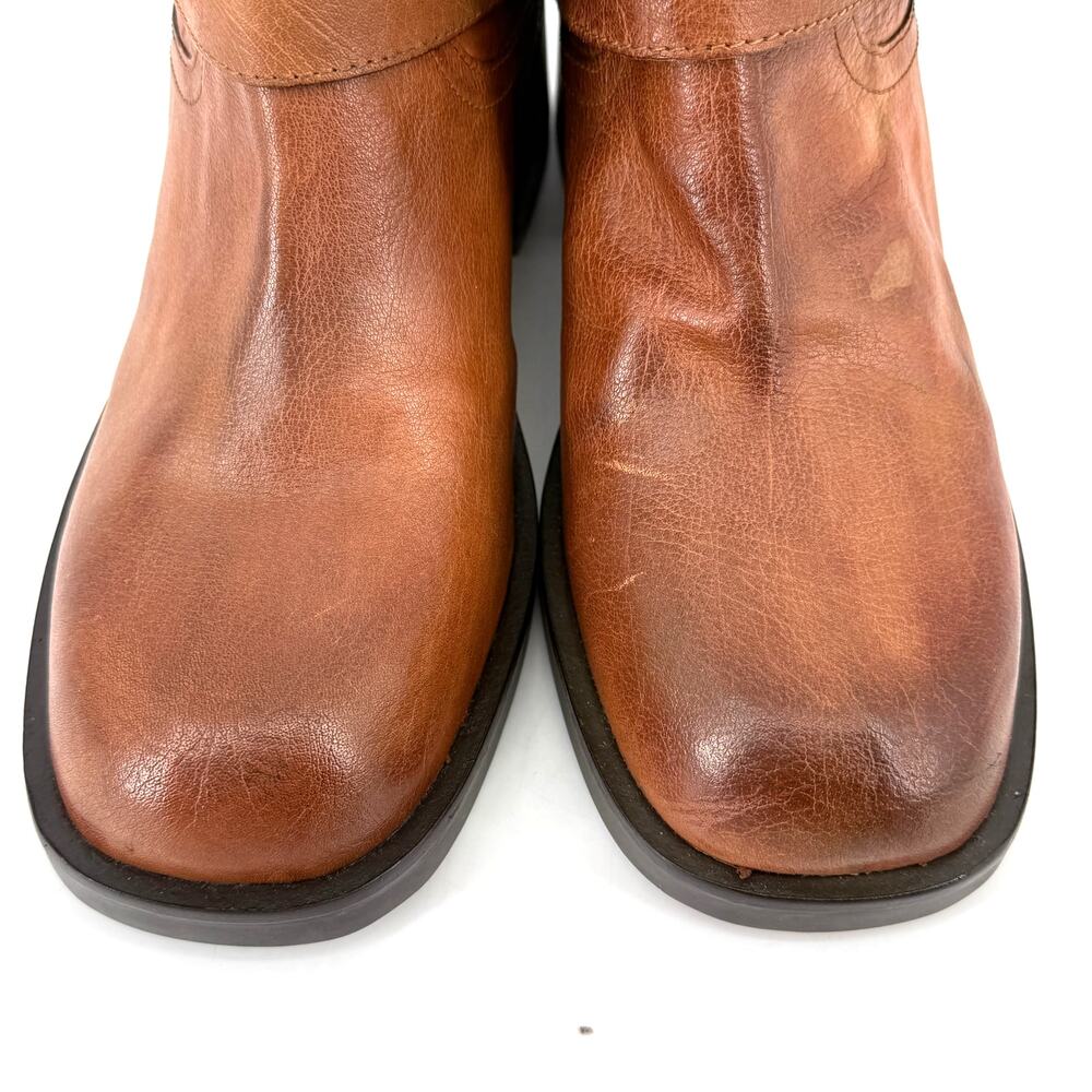 Roan by Bed Stu Spry Leather Engineer Booties Sz 8 Pecan Austin Double Buckle - Picture 6 of 10